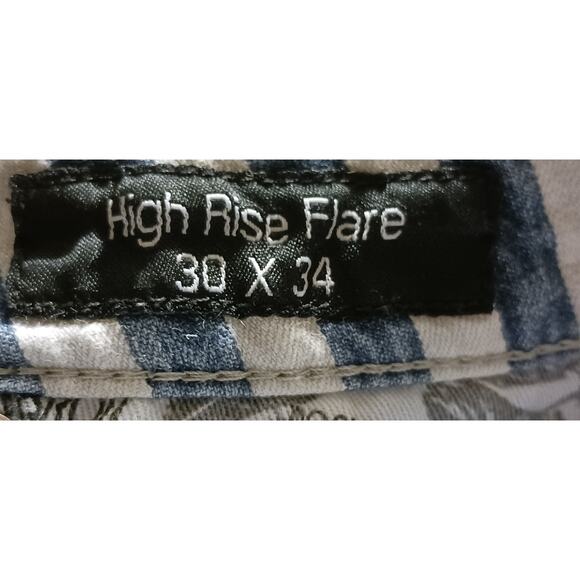 Rock & Roll Denim Womens Stripe High-Rise Flare Jeans tag 30x34 actual 30Wx31L - Picture 7 of 11
